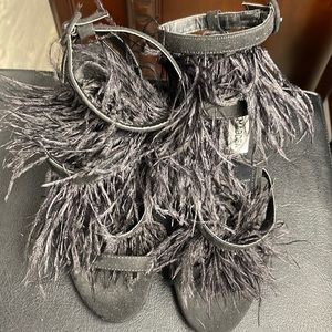 Steve Madden Feather Black Strappy Heel